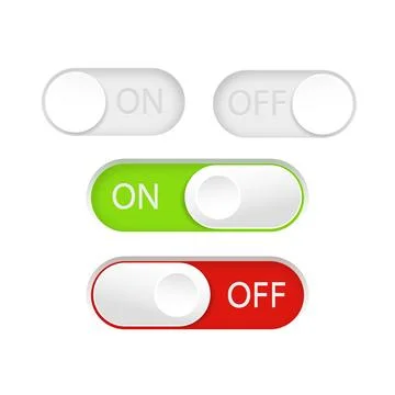 On and Off toggle switch buttons. Material design switch buttons set. Vector 스톡 일러스트
