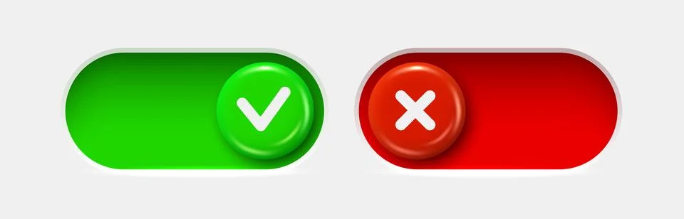 On and Off toggle switch buttons. Material design switch set. 스톡 일러스트