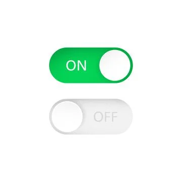 On and Off toggle switch buttons. Switch on or off. Vector Stock Illustration
