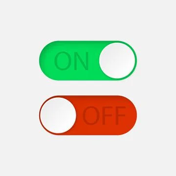 On and Off toggle switch buttons. Vector illustration. Stock Illustration
