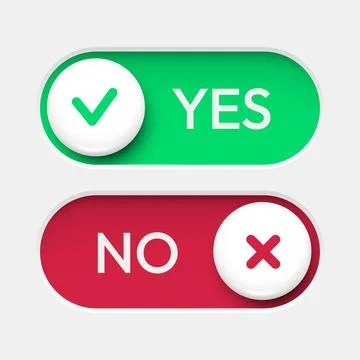 On and Off toggle switch buttons. YES NO. Material design switch set. Stock Illustration