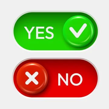 On and Off toggle switch buttons. YES NO. Material design switch set. Stock Illustration