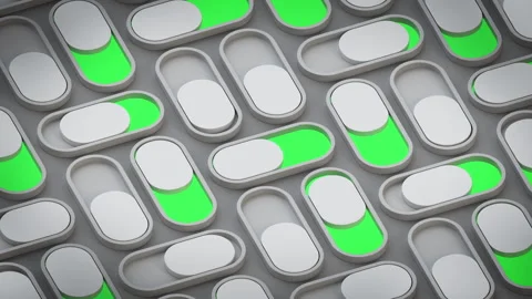 On and Off Toggle Switches Pattern 3D Render Seamless Loop Animation Stock Footage 344094210