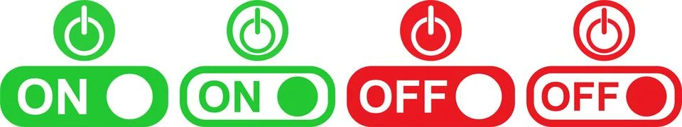 On and off toggle switches with power button symbols Stock Illustration