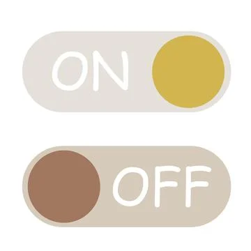 ON and OFF vector buttons in trendy Earth tones colors. Toggle button icons. Stock Illustration