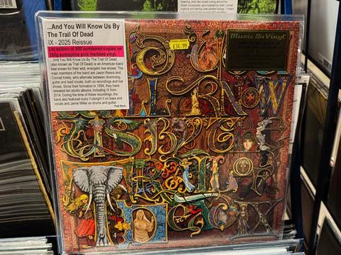 And You Will Know Us By The Trail Of Dead IX vinyl album cover with ornate .. Stock Photos
