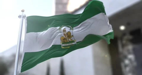 Andalucia flag waving-seamless-loop-4k-60fps Stock Footage 344391474