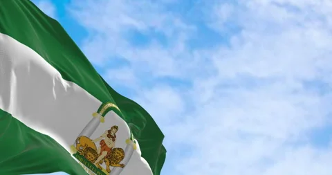 Andalusia flag waving in the wind Stock-Footage 329104462