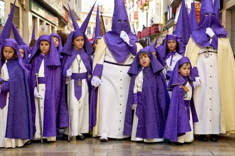  Andalusia Spain. Procession at the Semana Santa (Holy week) in Malaga. Th... Stock Photos