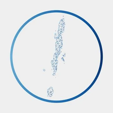 Andaman Islands icon. Network map of the island. Round Andaman Islands sign.. Illustrazione stock