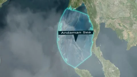 Andaman Sea Map - Clouds Effect Video stock 266964620