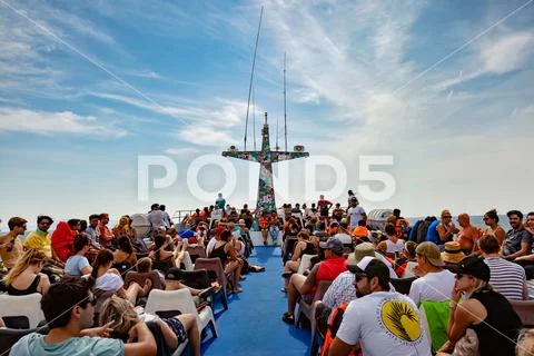 Andaman Sea, Thailand - February 10, 2019: Passengers are sailing in a pleasu Stock Photos