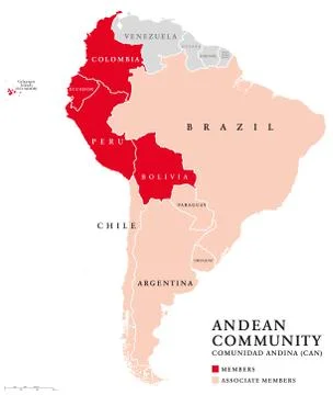 Andean Community countries map Illustrazione stock