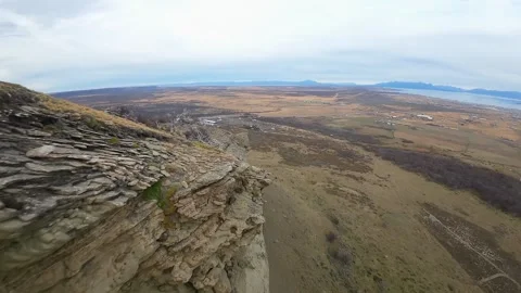 Andean Condor Soaring Past Cerro Dorotea Cliffs Above Puerto Natales, Patagonia Stock Footage 340284090