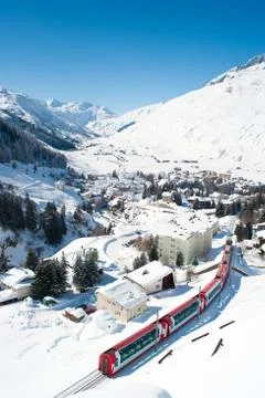 Andermatt  in winter Stock Photos