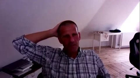 Anders Thomas Jensen is being interviewed for 'Riders of Justice' - 2021 Video stock 161187922