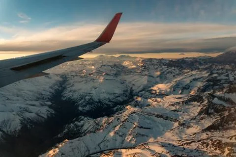 Andes Aerial View During Sunset Stock Photos