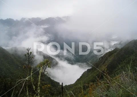 The Andes mountains and low clouds from the Inca Trail. Peru. ~ Hi Res ...