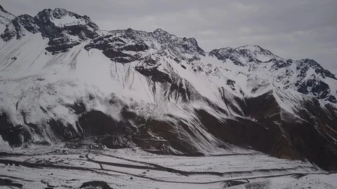 Andes mountains mining camp with snow fields at winter Stock-Footage 108356269