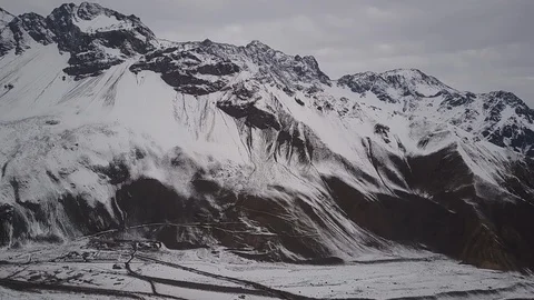 Andes mountains mining camp with snow fields at winter Stock-Footage 108356427