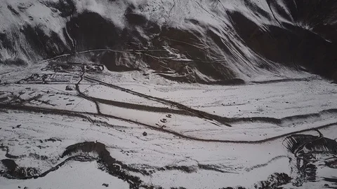 Andes mountains mining camp with snow fields at winter Stock-Footage 108356496