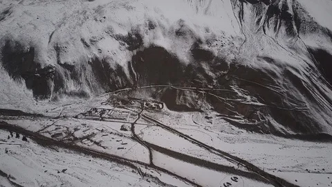 Andes mountains mining camp with snow fields at winter Stock-Footage 108356668