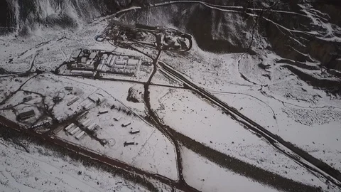 Andes mountains mining camp with snow fields at winter Stock-Footage 108356856