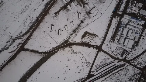 Andes mountains mining camp with snow fields at winter Stock-Footage 108357547