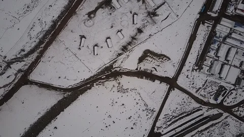 Andes mountains mining camp with snow fields at winter Stock-Footage 108357781