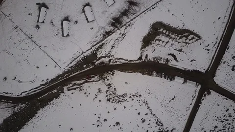 Andes mountains mining camp with snow fields at winter Stock-Footage 108358455