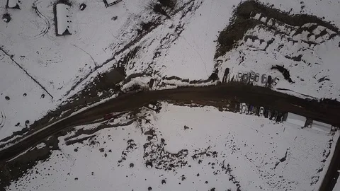 Andes mountains mining camp with snow fields at winter Stock-Footage 108358665