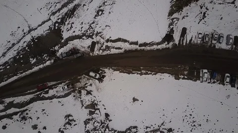 Andes mountains mining camp with snow fields at winter Stock-Footage 108358849