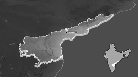 Andhra Pradesh, India, extruded. Grayscale Video stock 160141574
