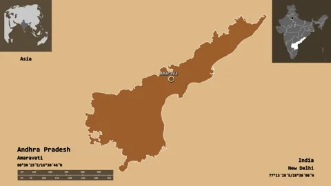 Andhra Pradesh location. India. Solid patterned map Video stock 135361697