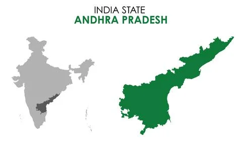 Andhra Pradesh map of Indian state. Andhra Pradesh map illustration. Andhra.. Stock Illustration