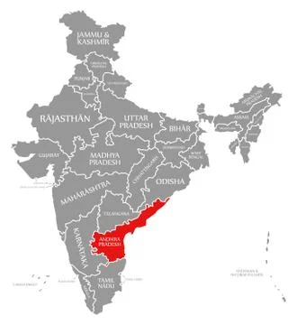 Andhra Pradesh red highlighted in map of India Stock Illustration