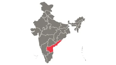 Andhra Pradesh state blinking red highlighted in map of India Video stock 156033268
