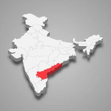Andhra Pradesh state location within India 3d map Stock Illustration