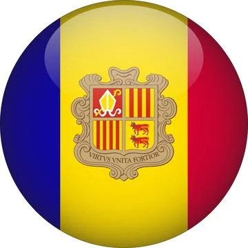 Andorra 3D Rounded Flag Vector Stock Illustration