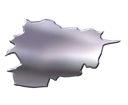Andorra 3D Silver Map Stock Illustration
