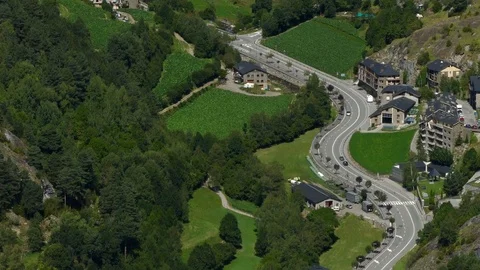 Andorra from above. Smooth camera movement: Tilt up. Stock Footage 84948465