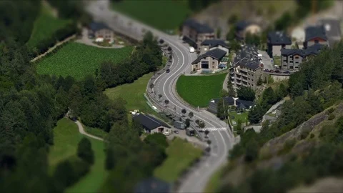 Andorra from above.Time Lapse.Tilt-shift effect. Stock Footage 84947158
