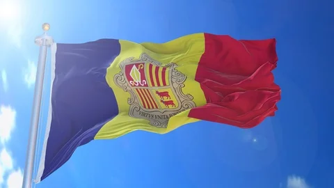 Andorra animated flag pack in 3D and green screen Stock Footage 119933585