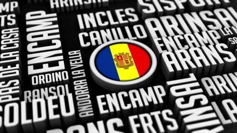 Andorra Cities Word Cloud Collage In 3D Vidéo 241328560
