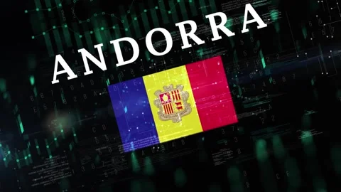 Andorra with Digital flag Stock Footage 295681066
