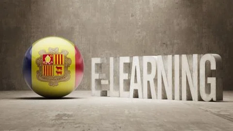 Andorra. E-Learning  Concept Stock Illustration