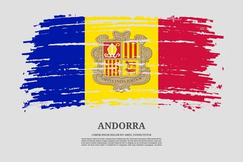 Andorra flag with brush stroke effect and information text poster, vector 스톡 일러스트