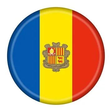 Andorra flag button 3d illustration with clipping path Stock Illustration