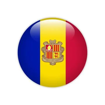 Andorra flag on button Stock Illustration