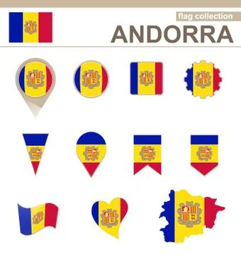 Andorra Flag Collection Stock Illustration